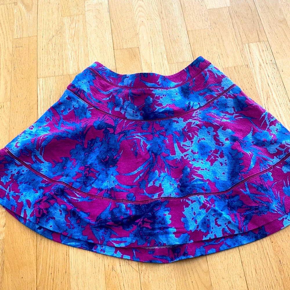 Blue and pink floral skirt